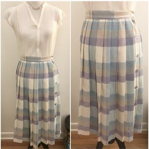 Vintage Pastel Plaid Pleated Skirt